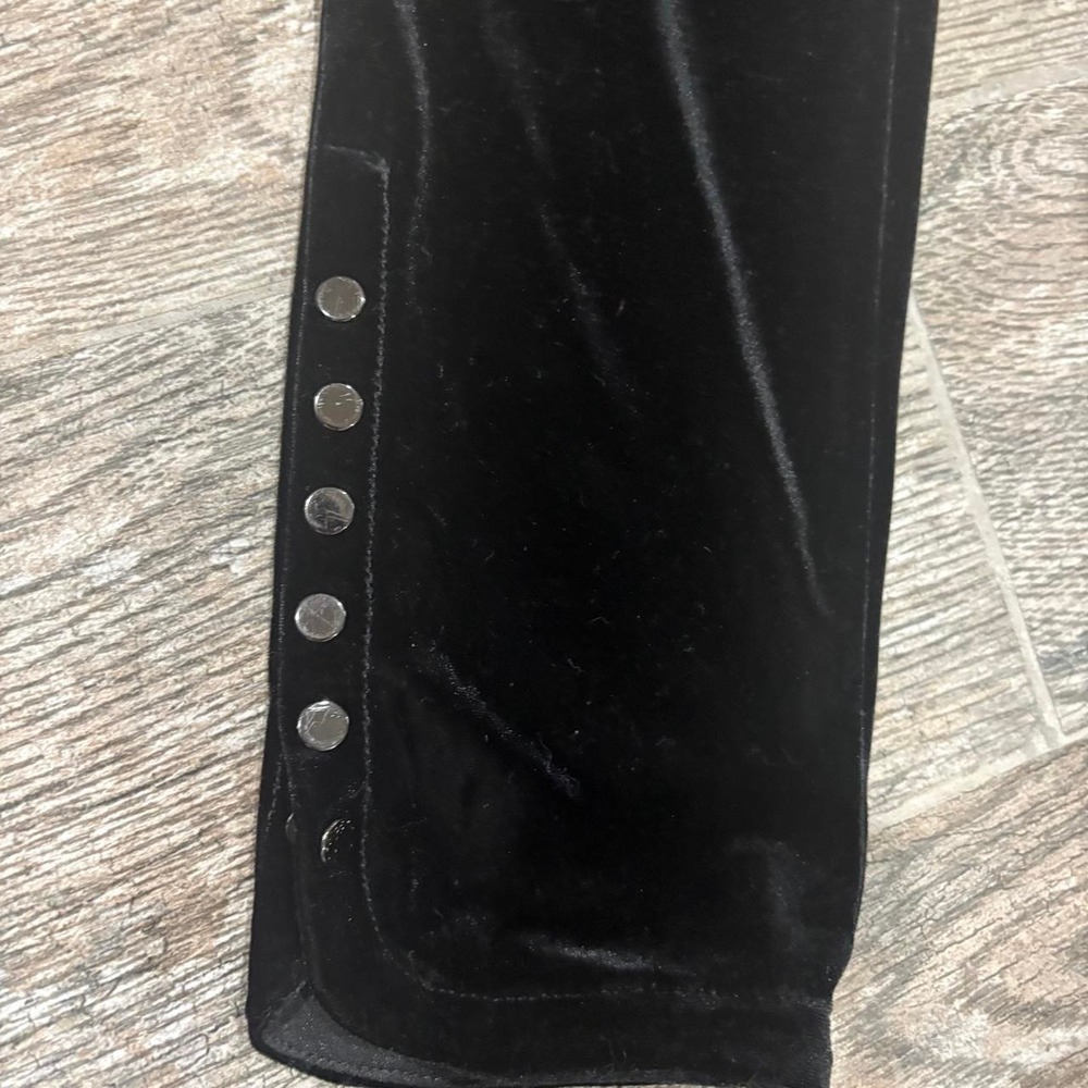Cache Black Velvet Leggings Silver Buttons sz M Whimsigoth Holiday Classic - Picture 2 of 4